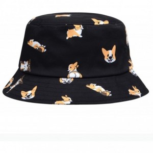 Bucket Hats Mens Womens Trends Fashion Bucket Hat - Corgi Black - CK11Q11GX3R $31.40