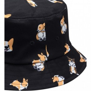 Bucket Hats Mens Womens Trends Fashion Bucket Hat - Corgi Black - CK11Q11GX3R $17.71