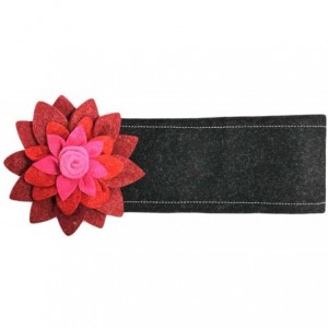 Cold Weather Headbands Black Felt Headband With Large Two-Tone Flower - CJ1103TKRIF $23.02