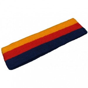 Headbands 3 Striped Large Thick Wide Basketball Headband pro[1 Piece] - Blue / Red / Golden Yellow - CS11VC8ZEI9 $22.29