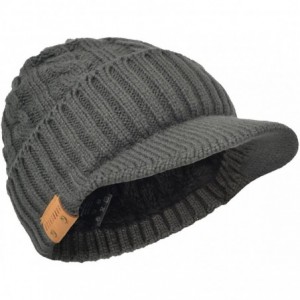 Newsboy Caps Retro Newsboy Knitted Hat with Visor Bill Winter Warm Hat for Men - Cable-grey-1 - CW18LGNSUE6 $22.87