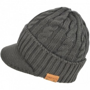Newsboy Caps Retro Newsboy Knitted Hat with Visor Bill Winter Warm Hat for Men - Cable-grey-1 - CW18LGNSUE6 $21.80