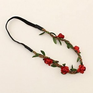 Headbands Qinlee 7Pcs Bohemian Flower Crown Rose Headbands Hair Band for Women Girls Hair Accessories - CK1843WEU6Y $7.77