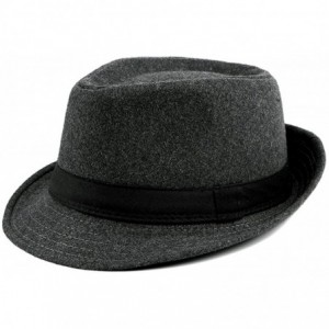 Fedoras Trilby Fedoras Panama Jazz Hat Short Brim Bowler Hat for Men/Women - Dark Grey - CI18HKHRX9N $30.81
