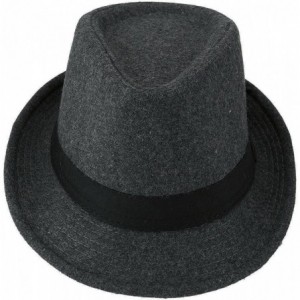 Fedoras Trilby Fedoras Panama Jazz Hat Short Brim Bowler Hat for Men/Women - Dark Grey - CI18HKHRX9N $18.32
