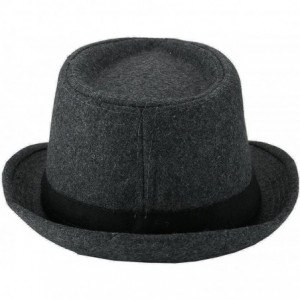 Fedoras Trilby Fedoras Panama Jazz Hat Short Brim Bowler Hat for Men/Women - Dark Grey - CI18HKHRX9N $37.47