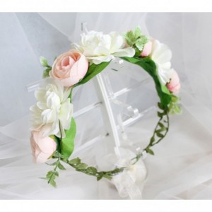 Headbands Floral Garland Crown Hair Wreath Flower Headband Halo Floral Headpiece Boho with Ribbon Wedding Party - 6 - CK18CQO...