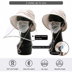 Sun Hats Womens UPF50+ Linen/Cotton Summer Sunhat Bucket Packable Hats w/Chin Cord - 69027_beige(with Face Shield) - CM198OUH...