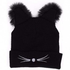 Skullies & Beanies Womens Knit Harajuku Style Cat Ears Cute Hat Beanie Cap for Winter - Black - C018MDMX7NC $28.39