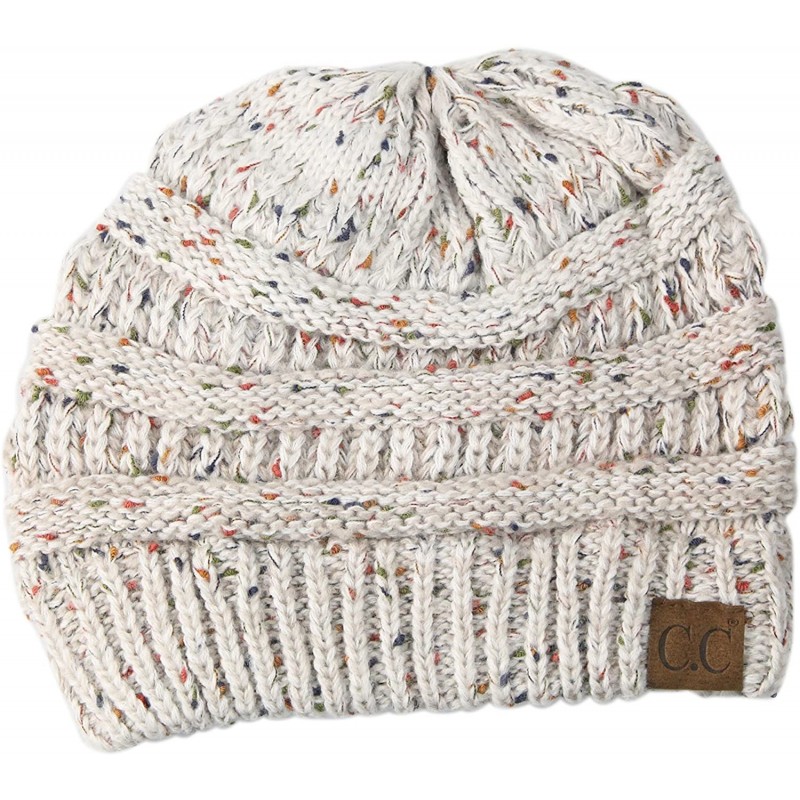 Skullies & Beanies Womens Warm Confetti Chunky Ombre Knit Beanie Hat Cap - Beige - CV12O77FUXU $15.08