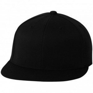 Baseball Caps Premium Flatbill Cap - Fitted 6210 - Black - C011NZP316J $20.32