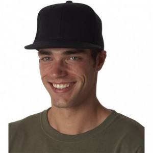 Baseball Caps Premium Flatbill Cap - Fitted 6210 - Black - C011NZP316J $20.32