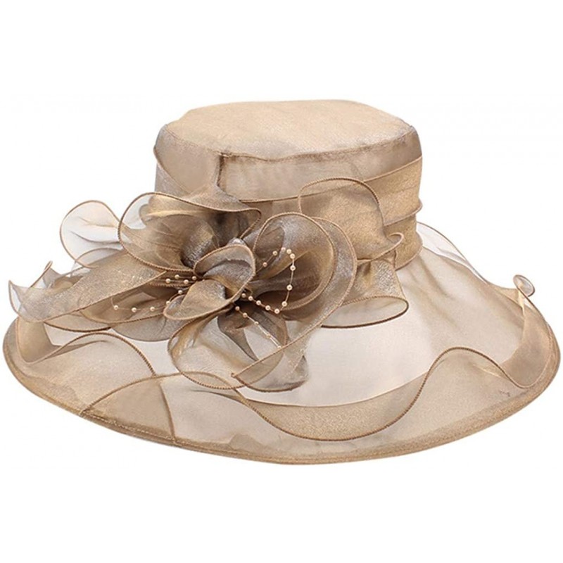 Sun Hats Holiday Beach Hat Ladies Bridal Tea Party Wedding Visor Seaside Sun Hat Summer Organza Church Fascinator Hat - C618T...