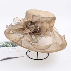 Sun Hats Holiday Beach Hat Ladies Bridal Tea Party Wedding Visor Seaside Sun Hat Summer Organza Church Fascinator Hat - C618T...