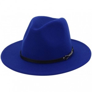 Bucket Hats Wide Brim Vintage Jazz Hat Women Men Belt Buckle Fedora Hat Autumn Winter Casual Elegant Straw Dress Hat - Blue a...
