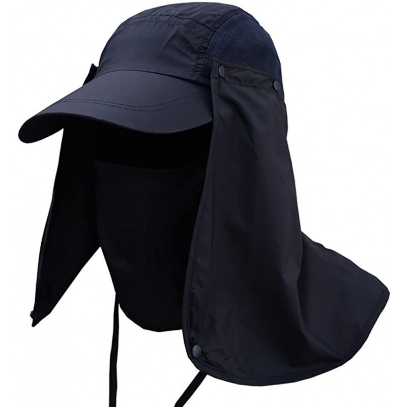 Sun Hats Summer Outdoor Sun Protection Fishing Cap Removable Neck Face Flap Cover Caps for Men Women - Navy Blue - CD18CUCCC7...