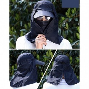 Sun Hats Summer Outdoor Sun Protection Fishing Cap Removable Neck Face Flap Cover Caps for Men Women - Navy Blue - CD18CUCCC7...