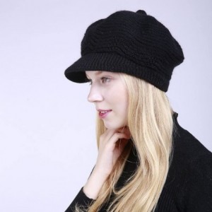 Bomber Hats Womens Knit Cap Solid Warm Crochet Winter Wool Knit Manual Caps Hat - Black - C018IQ83ZEC $22.69