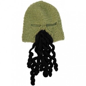 Skullies & Beanies Crochet Octopus Tentacle Beanie Hat Squid Cover Cap Knitted Beard Caps - Army Green With Black - CE189Q0LU...