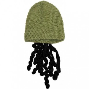Skullies & Beanies Crochet Octopus Tentacle Beanie Hat Squid Cover Cap Knitted Beard Caps - Army Green With Black - CE189Q0LU...