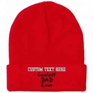 Skullies & Beanies Custom Beanie for Men & Women Coolest Dad Ever Black Embroidery Skull Cap Hat - Red - CZ18ZWOCXWY $39.37