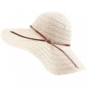Sun Hats Summer Women Beach Sun Hat Floppy Wide Brim Travel Hat Foldable UV Protect Cotton Hat - Beige - CY18R96AQZ7 $24.08