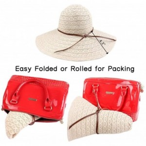 Sun Hats Summer Women Beach Sun Hat Floppy Wide Brim Travel Hat Foldable UV Protect Cotton Hat - Beige - CY18R96AQZ7 $11.21