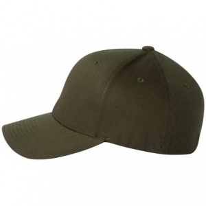 Baseball Caps Silver Wooly Combed Stretchable Fitted Cap Kappe Baseballcap Basecap - Olive - CK117NJ1115 $43.82