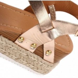 Skullies & Beanies Platform Sandals Espadrille Non Slip - Gold - CE18TST6E77 $16.62