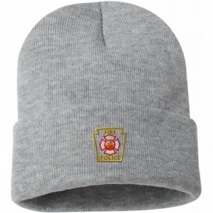 Skullies & Beanies Fire Police Outline Custom Personalized Embroidery Embroidered Beanie - Silver - C712NB6M3NJ $31.41