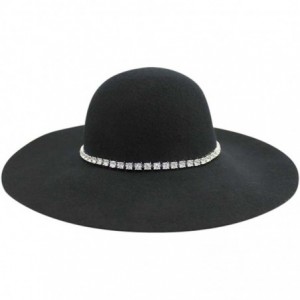 Sun Hats Wool Floppy Hat with Rhinestone Hat Band - Black - CT128O8TKKH $71.08