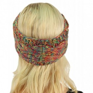 Cold Weather Headbands Winter Fuzzy Fleece Lined Thick Knitted Headband Headwrap Earwarmer - Quad Rainbow - CW18LSCZC5O $12.14