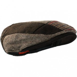 Newsboy Caps Tweed Patchwork Newsboy Driving Cap with Quilted Lining - Brown Patchwork Lx/Xl - CG125J23C1J $32.89