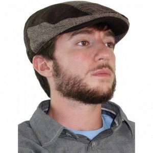Newsboy Caps Tweed Patchwork Newsboy Driving Cap with Quilted Lining - Brown Patchwork Lx/Xl - CG125J23C1J $12.93