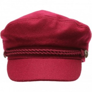 Newsboy Caps Women's Classic Mariner Style Greek Fisherman's Sailor Newsboy Hats with Comfort Elastic Back - Burgundy - CX18K...