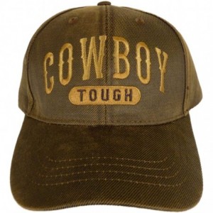 Baseball Caps Western Theme Ball Cap Hat - Cowboy Tough Oilskin Brown - C411VOZT32N $28.36