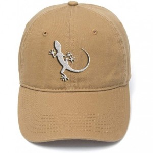 Baseball Caps Unisex Baseball Cap-Lizard Flock Printing Washed Cotton Adjustable Twill Low Profile Plain Hats - Beige - CD193...