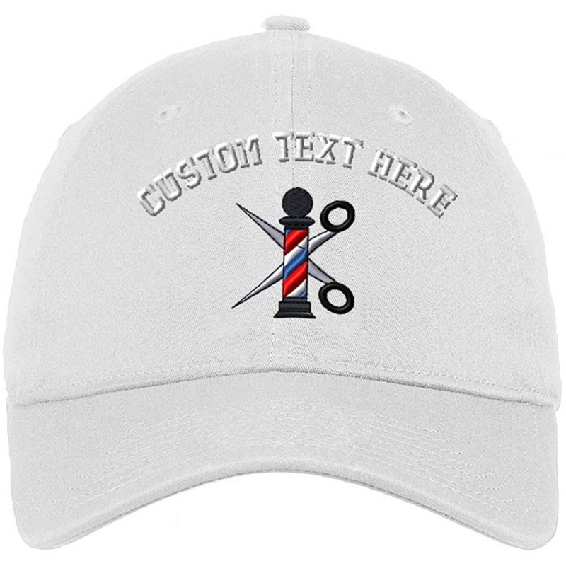 Baseball Caps Custom Soft Baseball Cap Barber Pole Scissors Embroidery Twill Cotton - White - CC18SGLC6NL $41.01