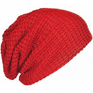 Skullies & Beanies Mens Slouchy Long Beanie Knit Cap for Summer Winter- Oversize - Soild Red - C3127QABU6Z $13.11