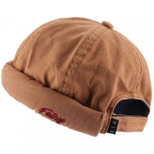 Skullies & Beanies Men Hats Docker Cap Hats Beanie Sailor Cap Worker Hat Rolled Cuff Retro Brimless Hat with Adjustable - C71...