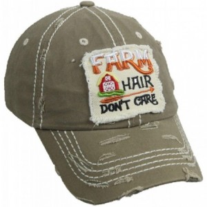 Baseball Caps Distressed Baseball Cap Farm Hair Don't Care Vintage Sun Dad Hat Cotton Visor - Khaki - C118YTIEWMA $34.76