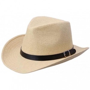 Cowboy Hats coromoseMen's Summer Straw Hat Cowboy Hat - Light Brown - CN122L2OI6X $7.65