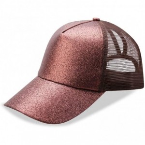 Baseball Caps NeuFashion Ponycap Messy High Bun Ponytail Adjustable Mesh Trucker Baseball Cap Hat for Women - Coffee-glitter ...