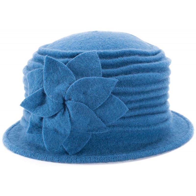 Berets Womens 1920s Look 100% Wool Beret Beanie Cloche Bucket Winter Hat A543 - Teal - CD1936S2988 $11.26