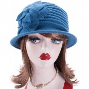 Berets Womens 1920s Look 100% Wool Beret Beanie Cloche Bucket Winter Hat A543 - Teal - CD1936S2988 $11.26