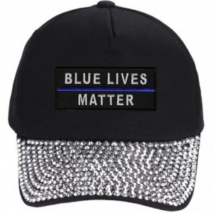 Baseball Caps Blue Lives Matter Hat - Adjustable Cap Womens Black or Pink - Black Rhinestone - CR18DC6UKGU $56.01