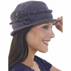 Bucket Hats Women Classic Rose Floral Flower Wool Cloche Bucket Winter Hat - Dark Grey - CB11QHPEUTV $24.34