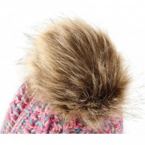 Bomber Hats Womens Winter Beanie Hat- Warm Cuff Cable Knitted Soft Ski Cap with Pom Pom for Girls - I - CE18ADUD8MA $20.00
