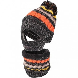 Skullies & Beanies Knit Fairs Isle Nordic Bobble Pom Beanie Hat DZX0024 - Black - C418L2T966C $37.66