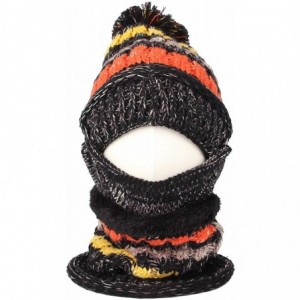 Skullies & Beanies Knit Fairs Isle Nordic Bobble Pom Beanie Hat DZX0024 - Black - C418L2T966C $18.36
